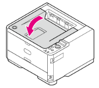 Chiusura del coperchio della stampante OKI B412, B432, B512 dopo la sostituzione del toner